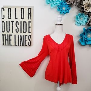 FREE PEOPLE PEASANT LONG SLEEVE BELL ORANGE BOHO